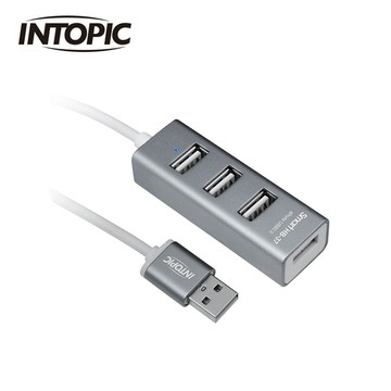 【INTOPIC 廣鼎】HB-37 USB 2.0鋁合金集線器-灰【三井3C】