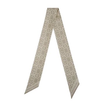 【雙12↘特惠62折UP】STRATHBERRY SILK SKINNY SCARF 印花絲巾(交織字母燕麥香草)