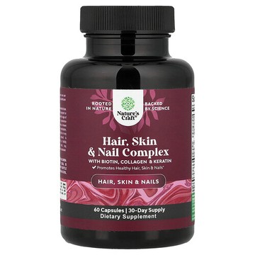 Nature's Craft, Hair, Skin & Nail Complex with Biotin, Collagen & Keratin, 60 Capsules
