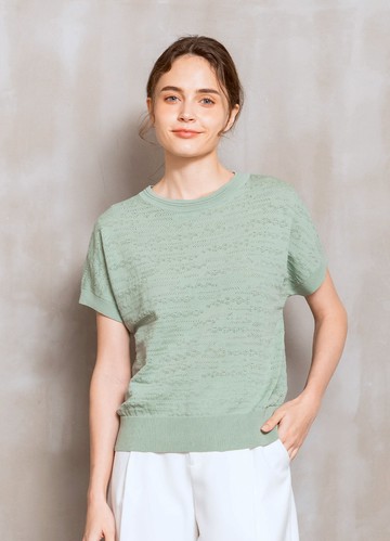 波浪層遞立體織紋連袖針織衫