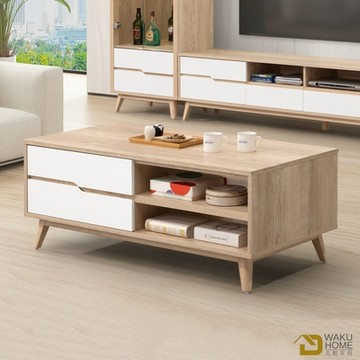 WAKUHOME 瓦酷家具Kenster原像雙色4尺收納大茶几-寬120.1*深60*高48.2cm
