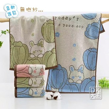 鬱金香兔兔 無撚紗毛巾 純棉 柔軟蓬鬆 毛巾 日式風格毛巾【DK大王】