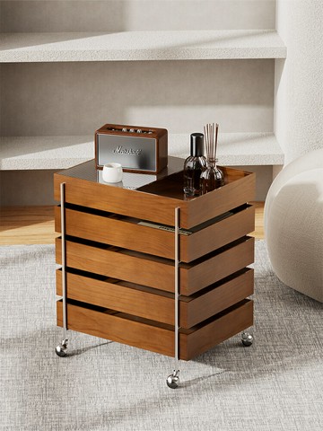 免運速發開發票 中古風實木床頭柜可移動抽屜柜小戶型家用小推車邊柜臥室床邊柜