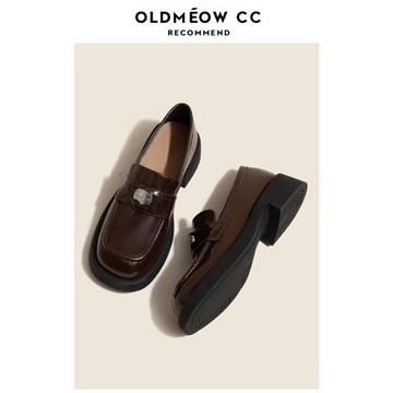 老喵的店 真皮樂福鞋女2025年新款秋冬厚底英倫風百搭小皮鞋單鞋