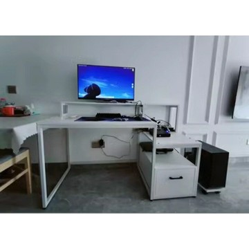 免運 開立發票  電腦桌可放打印機多功能臺式雙層書桌帶抽屜柜多功能家用桌辦公桌