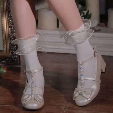 日系襪子 女襪 網紗花邊Lolita襪 可愛 白色中幫襪 蘿莉軟妹jk制服棉襪