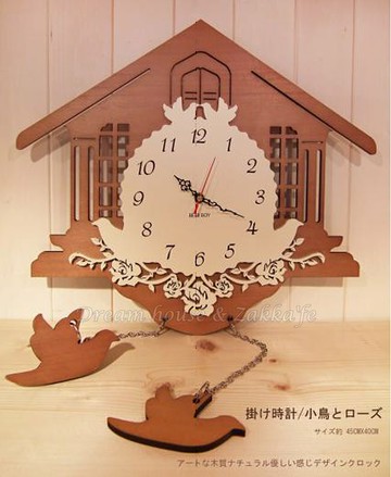 台灣製 木質靜音雙層掛鐘 《 鳥語玫瑰 》★ 漂亮又實用 ★ Zakka'fe ★