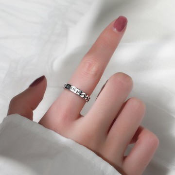 純銀lucky幸運戒指女網紅蹦迪ins潮復古簡約冷淡風開口可調節男戒