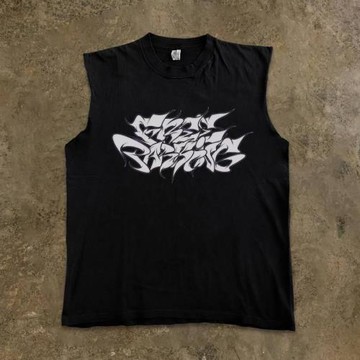 搞錢做慈善 吸風透氣純棉！oversize純色潮牌無袖背心坎肩打底衫