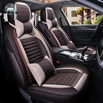 台灣公司 免運 汽車坐墊 通用坐墊 汽车坐垫四季通用座套全包围座垫亚麻布艺座椅套夏季专用座套坐垫工廠現貨直銷 可開發票 店長新品推薦 售後保障 5m102