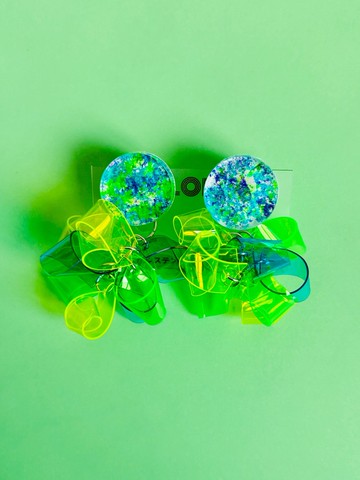 Spring storm 綠色 耳環/耳夾