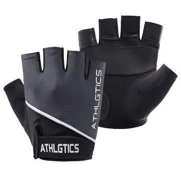 AHOYE 可調式透氣運動手套 半指設計 健身訓練騎行通用 掌墊防滑耐磨  黑色  均碼  1雙