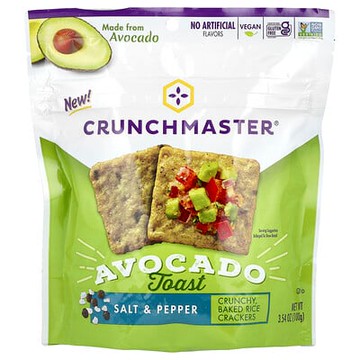 Crunchmaster, 鱷梨吐司，脆烤米餅，鹽和胡椒味，3.54 盎司（100 克）