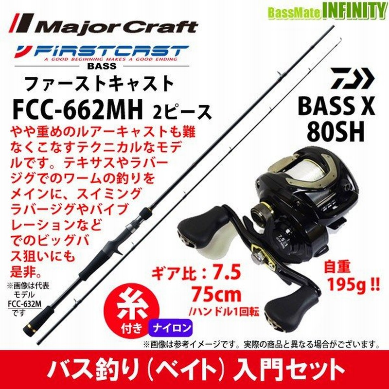 12lb 約100m 糸付き バス釣り ベイト 入門セット メジャークラフト ファーストキャスト Fcc 662mh ダイワ Bass X バスエックス 80sh 右ハンドル 通販 Lineポイント最大0 5 Get Lineショッピング