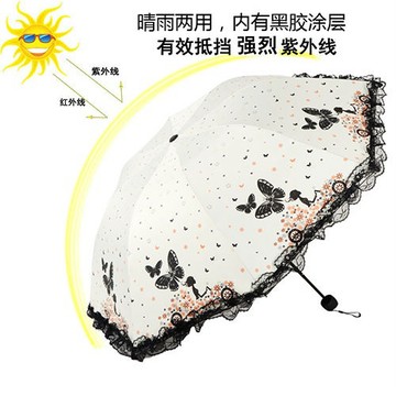 現免運🚚蕾絲花邊傘 女 黑膠 防晒 太陽傘 防紫外線 遮陽傘 晴雨兩用 摺疊傘 雨傘