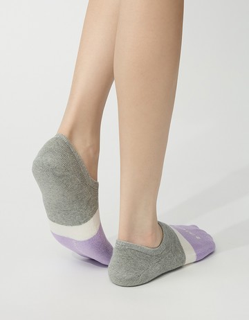 雙色派對船短隱形襪- 紫