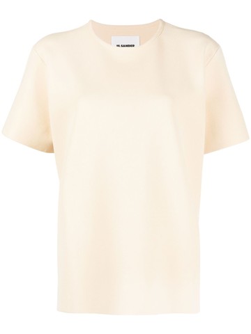 Jil Sander - round-neck short-sleeved T-shirt - women - Polyester/Viscose - 40 - Neutrals