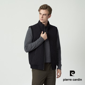 【pierre cardin 皮爾卡登】男款 素色珩棉立領鋪棉背心-黑色 (5255365-99)