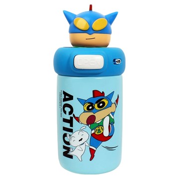 萌兔兔 蠟筆小新 316抱抱公仔雙飲口保溫瓶 超人  藍色  1個  600ml