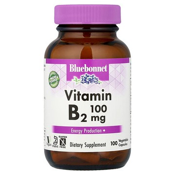 Bluebonnet Nutrition, 維生素 B2，100 毫克，100 粒素食膠囊