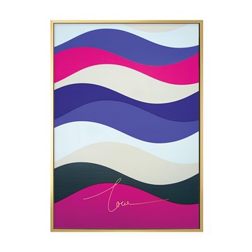 波浪畫作 室內裝飾  50 x 70cm  金色