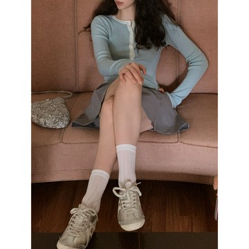 UNITY MODE 美拉德復古羊毛針織衫女秋季打底修身長袖上衣241121鑫弘-素時衣櫥