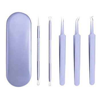 黑頭粉刺護理5件組 便攜組 粉刺夾 粉刺針 粉刺護理 挑痘針 黑頭粉刺 痘痘棒 小麥購物【P092】