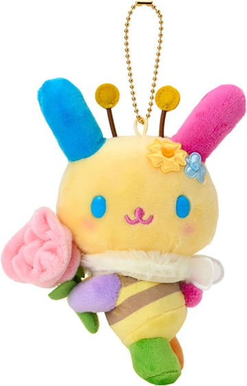 asdfkitty*花小兔 蜜蜂摘花 造型絨毛玩偶吊飾 掛飾 鑰匙圈-很大很顯眼-掛包包上或掛車上都好用