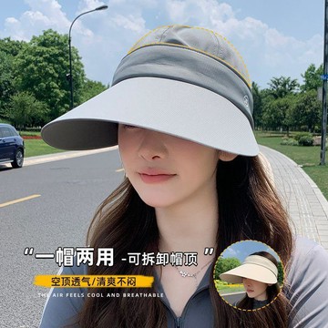 ⚡臺灣出貨⚡大帽檐冰絲防曬帽女夏季防紫外線遮陽可扎馬尾騎車不翻空頂太陽帽