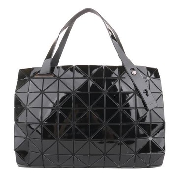 ISSEY MIYAKE 三宅一生-BAOBAO 幾何方格8x10拉鍊托特包(黑)亮面