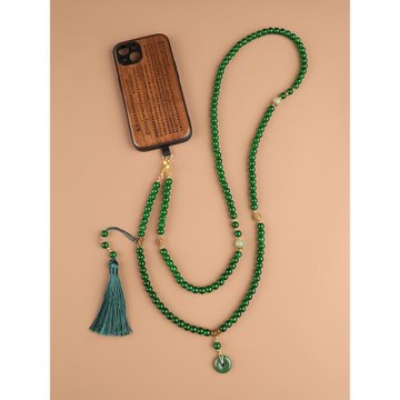 BMBM 翠竹斜挎鏈 國風新中式斜挎串珠金屬手機背夾扣高級手機鏈條斜挎防丟手機殼掛鏈手機掛繩背帶繩可背