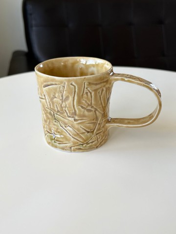 純粹製陶 - 黃瀨戶 隨意刻線馬克杯