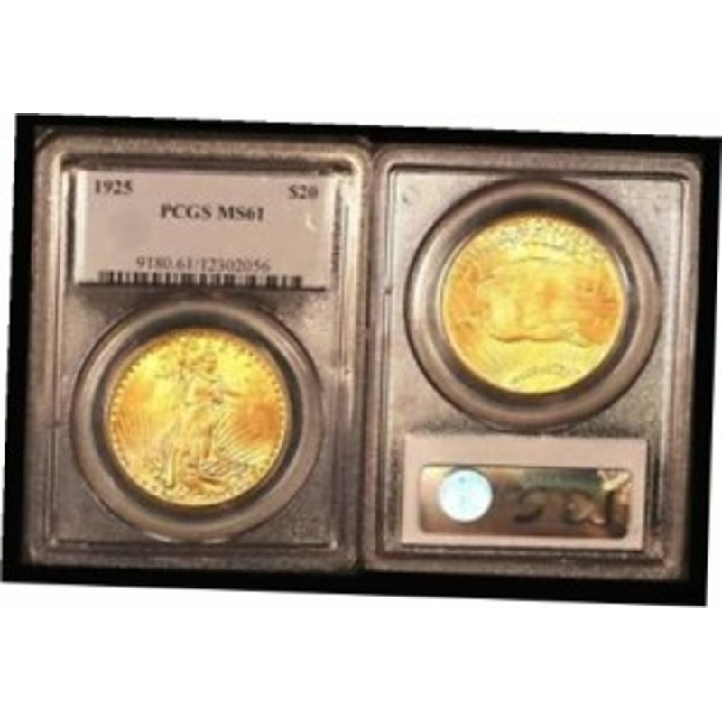 original　title　アンティークコイン　品質保証書付】　PCGS　1925年　LINEショッピング　PQ-ダブルイーグル-　NGC　MS61　$20　PCGS　show