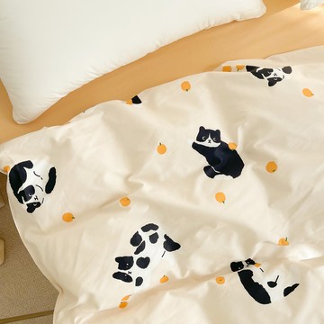 奶牛貓｜插畫師原創桔子小貓可愛全棉被套單件純棉被罩兒童學生床