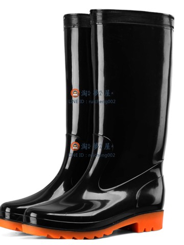 高筒黑色雨鞋男 長筒水鞋 防滑釣魚勞保雨靴插秧膠鞋水靴【淘夢屋】