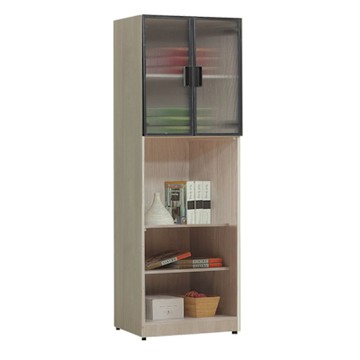 文創集 斯2尺二門半開放書櫃/收納櫃-61x39x203cm免組