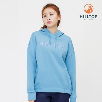 【hilltop山頂鳥】POLYGIEN抗菌施華洛世奇燙鑽保暖刷毛連帽上衣 女款 藍｜PH51XFL4ECE0