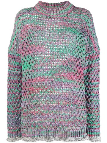 The Attico - crew neck crocheted jumper - women - Cotton/Polyamide - 36 - Pink