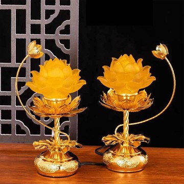 免運/快速出貨 蓮花燈 佛燈  插電琉璃led蓮花燈長明燈供佛前供佛觀音燈仙家堂佛堂荷花燈一對 開立發票 快速出貨