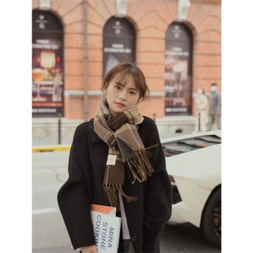 韓代同款ins格子圍巾女冬季時髦洋氣流蘇學生圍巾復古韓版百搭潮
