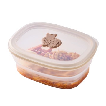 ZEN ZHOU 仁舟淨塑 矽密盒 1.2L 石虎 食品級矽膠 可微波 可折疊便當盒  石虎 透明色  1個