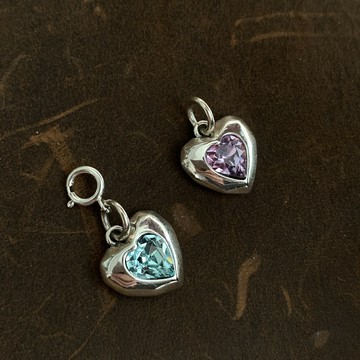 小寶s925純銀多彩鋯石愛心吊墜女僅吊墜側墜項鏈掛墜項墜輕奢銀飾