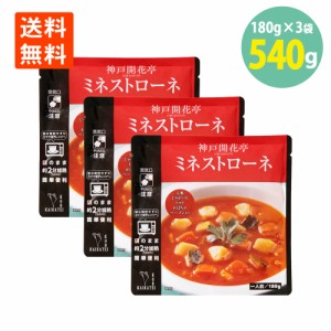 ミネストローネ スープ 180g×3袋 神戸 開花亭 送料無料 レトルト イタリア産 トマト レンジ スープ 常温 保存