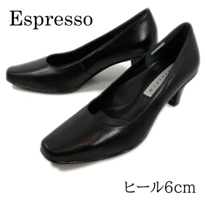 エスプレッソ Espresso  楽ちん3E リボンローヒールパンプス