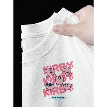 卡通潮牌潮流印花重磅純棉短袖t恤男夏季寬松白色體恤休閑上衣服