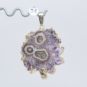 圖桑帶回 | 烏拉圭 紫晶花片 帶電鍍 智慧招貴人 天然水晶 金屬項鍊 T240307-094