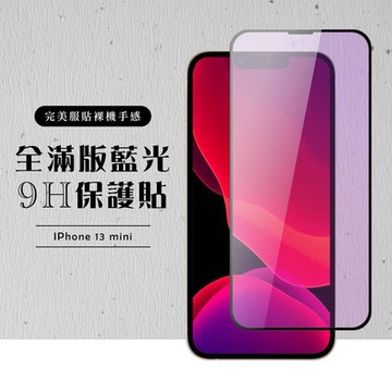 IPhone13MINI 全滿版覆蓋鋼化膜9H黑邊藍光玻璃保護貼(13MINI保護貼13MINI鋼化膜)