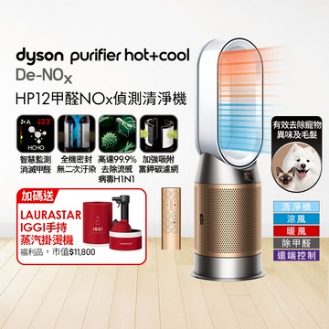 【超值組合】Dyson HP12甲醛NOx偵測涼暖空氣清淨機(白金色)+ LAURASTAR IGGI 蒸汽掛燙機(顏色隨機)