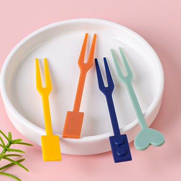 墨色食品級水果叉套裝創意可愛兒童一次性家用叉子蛋糕甜品點心叉