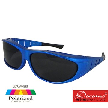 【Docomo】寬版設計　排霧散熱孔　頂級Polarized偏光太陽眼鏡　強化技術　有無近視皆可配戴　質感藍